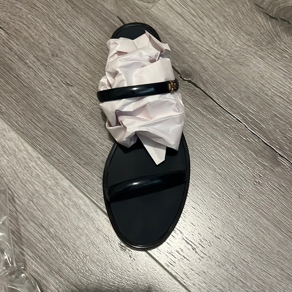 Tory Burch Navy Double Strap Jelly Sandal Slides Size 6